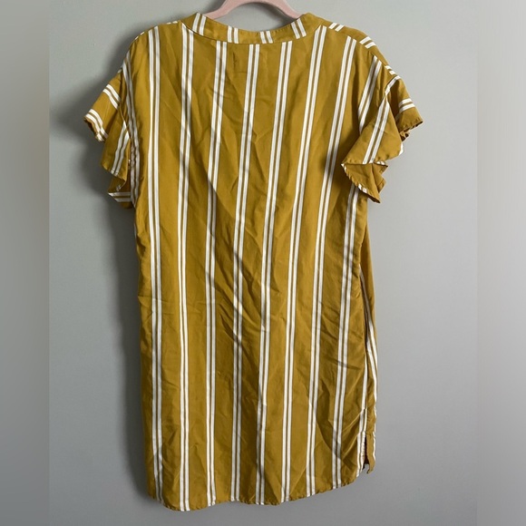 Anthropologie SANCIA Striped Mustard Flutter Sleeve Dress - Picture 10 of 12